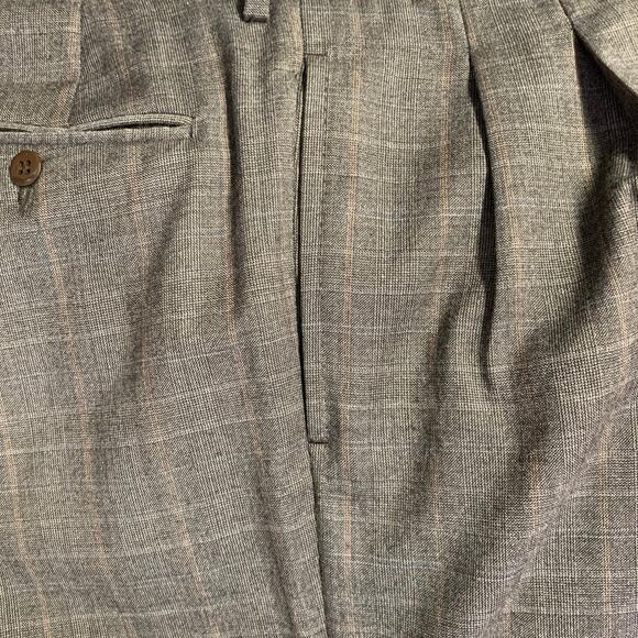 LUCIANO BARBERA Size 38 Regular Brown Plaid Wool Notch Lapel Pleated Suit - Picture 14 of 15